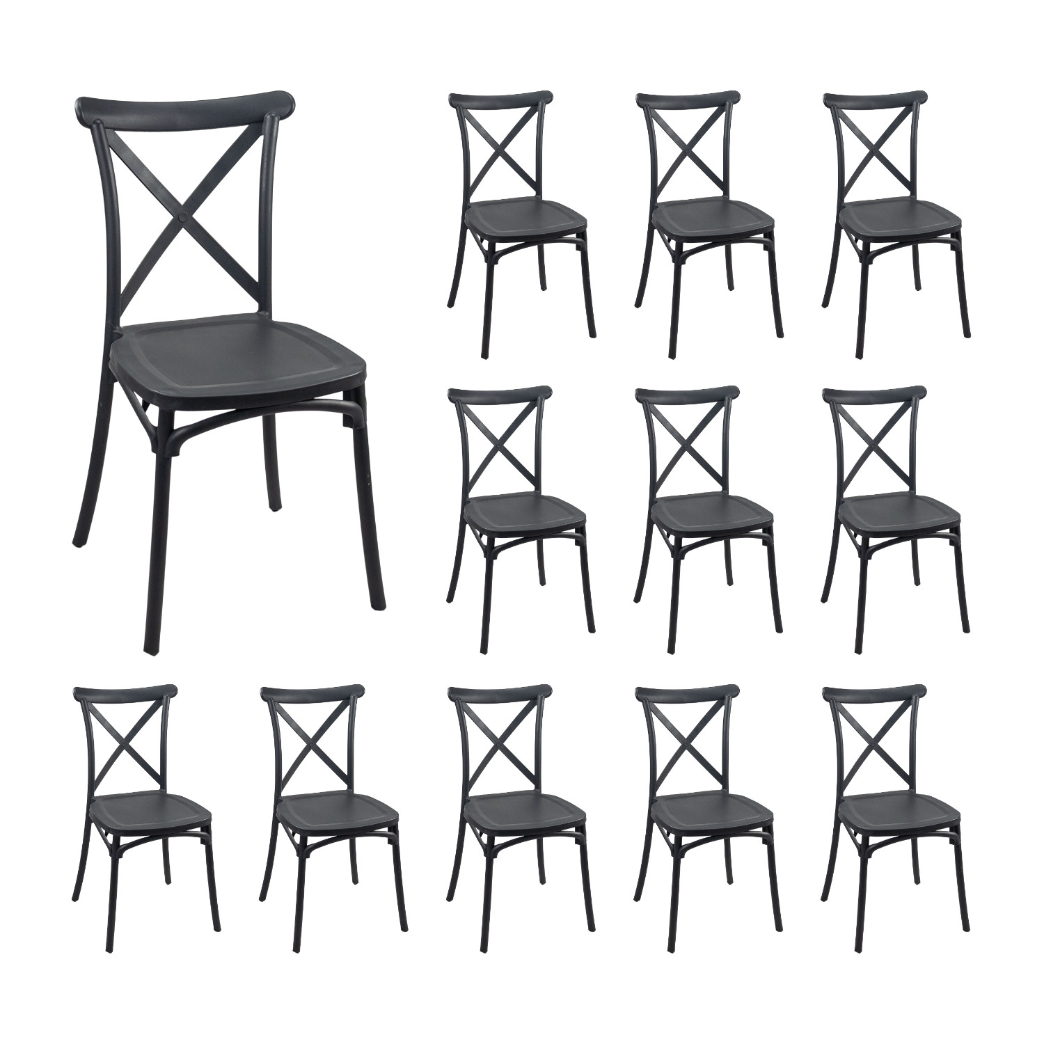 Pack 12 Sillas para Catering Apilables Charlotte 50x44x87.5cm 7house Sillas y Sillones de Exterior 8